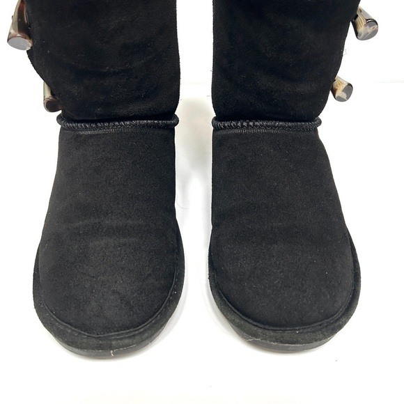 BearPaw Suede Black Sheepskin Wool Toggle Boots 917W-Jade, Size 8 - Picture 6 of 16